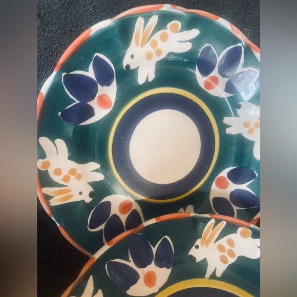 Set Of 3 Pottery Barn Salad Plates Mexico Rabbit Bunny 8.5 - Picture 3 of 6